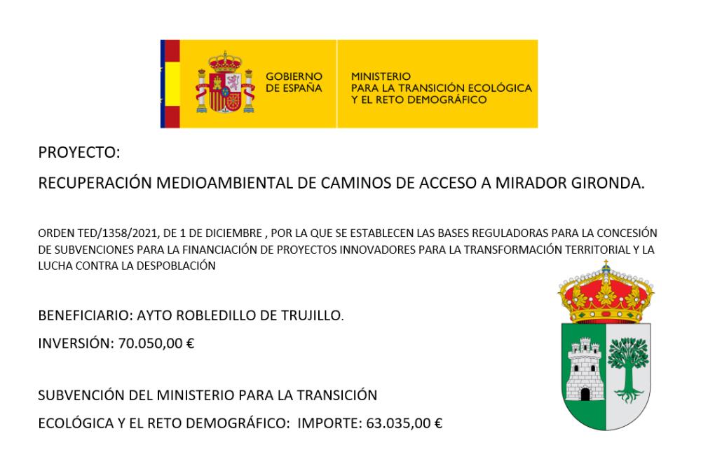 Imagen RECUPERACIÓN MEDIOAMBIENTAL DE CAMINOS DE ACCESO A MIRADOR GIRONDA